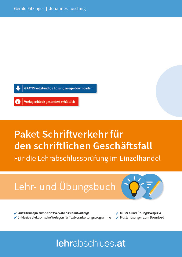 Kombi - Übungspaket Schriftverkehr für Geschäftsfälle für Einzelhandel